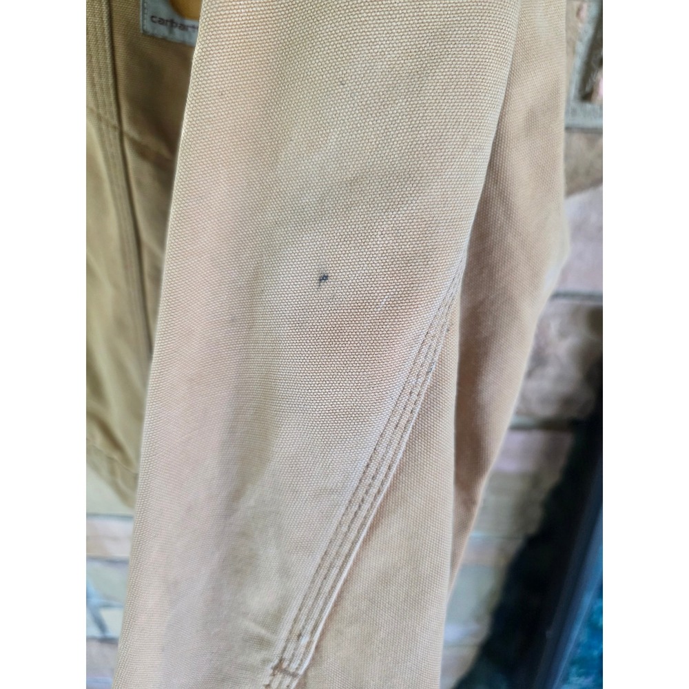 Vintage Carhartt Canvas Trucker Jacket Mens Brown Corduroy Collar Distressed - Picture 2 of 7